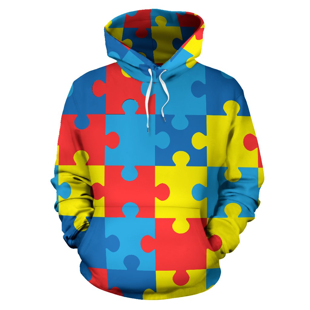 Autism Awareness Puzzles Design Print Pullover Hoodie