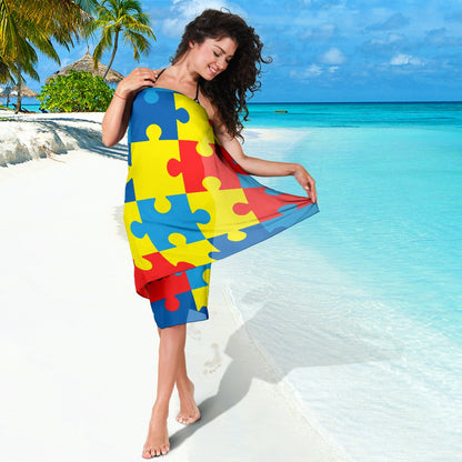 Autism Awareness Puzzles Design Print Sarong Pareo Wrap