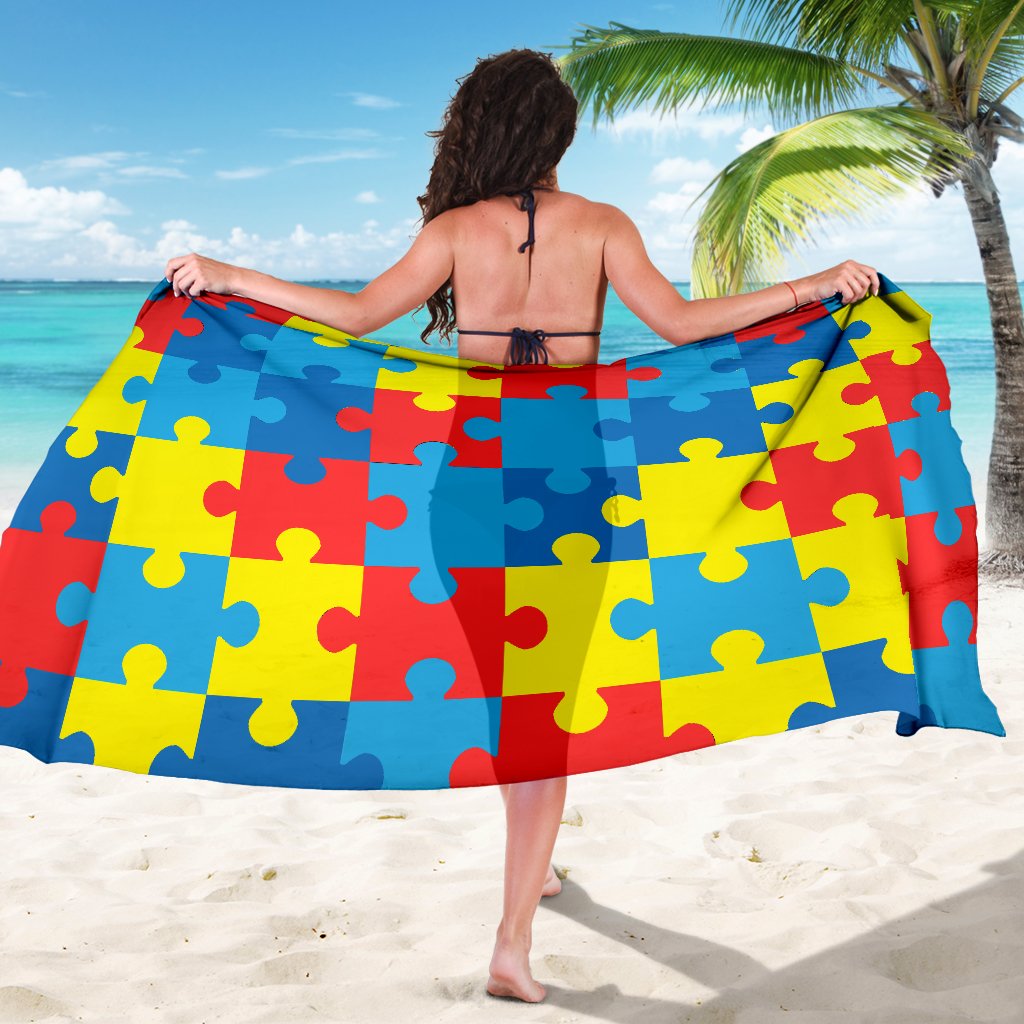 Autism Awareness Puzzles Design Print Sarong Pareo Wrap