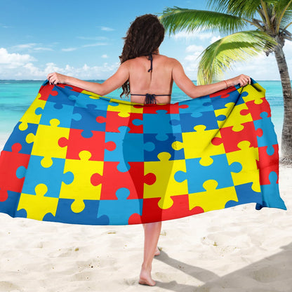 Autism Awareness Puzzles Design Print Sarong Pareo Wrap