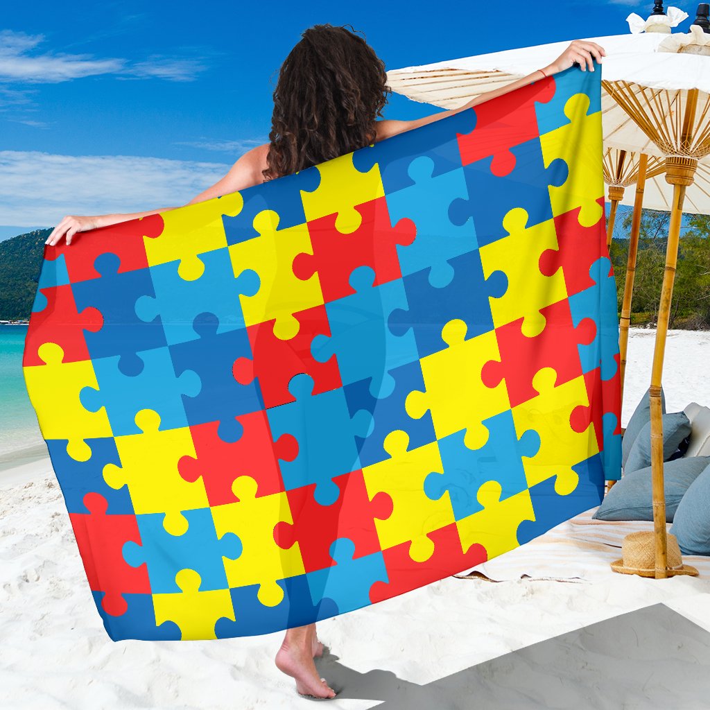 Autism Awareness Puzzles Design Print Sarong Pareo Wrap