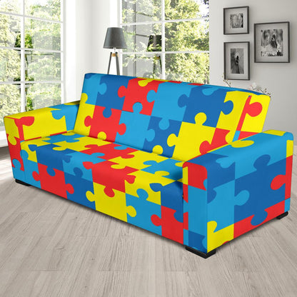 Autism Awareness Puzzles Design Print Sofa Slipcover-JTAMIGO.COM