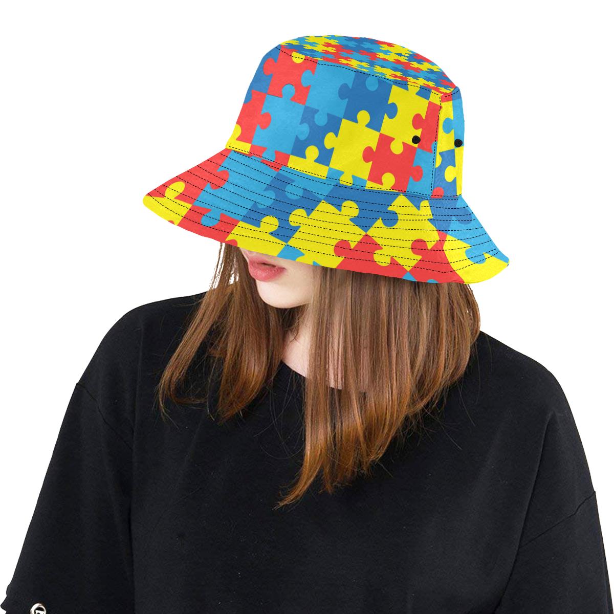 Autism Awareness Puzzles Design Print Unisex Bucket Hat