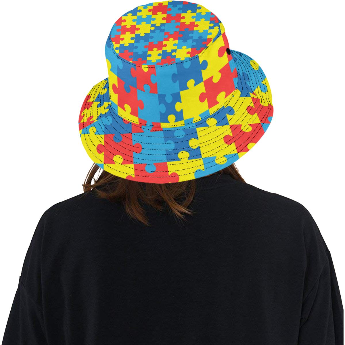 Autism Awareness Puzzles Design Print Unisex Bucket Hat