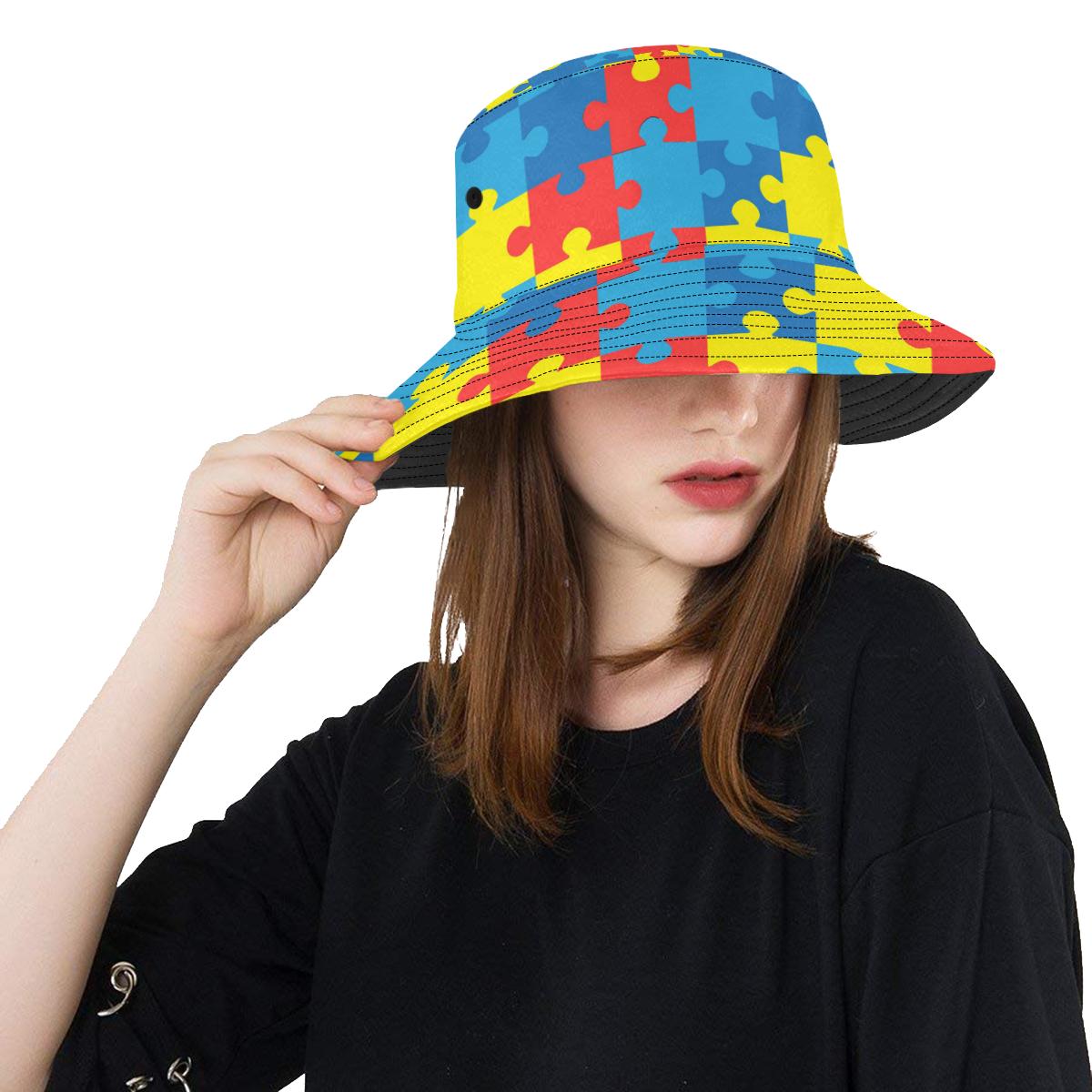 Autism Awareness Puzzles Design Print Unisex Bucket Hat