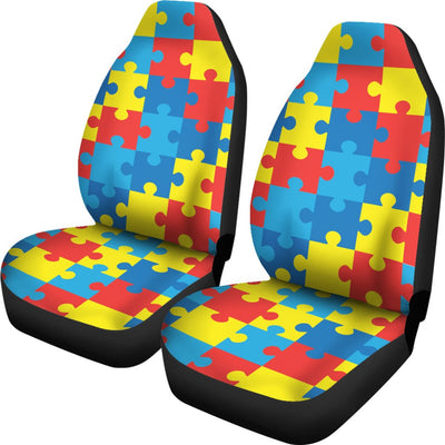 Autism Awareness Puzzles Design Print Universal Fit Car Seat Covers