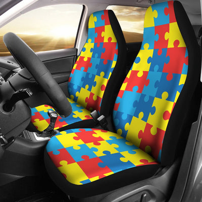 Autism Awareness Puzzles Design Print Universal Fit Car Seat Covers