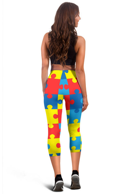 Autism Awareness Puzzles Design Print Women Capris