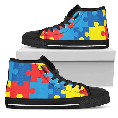 Autism Awareness Puzzles Design Print Women High Top Shoes