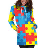 Autism Awareness Puzzles Design Print Women Hoodie Dress