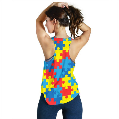 Autism Awareness Puzzles Design Print Women Racerback Tank Top