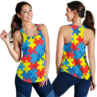 Autism Awareness Puzzles Design Print Women Racerback Tank Top