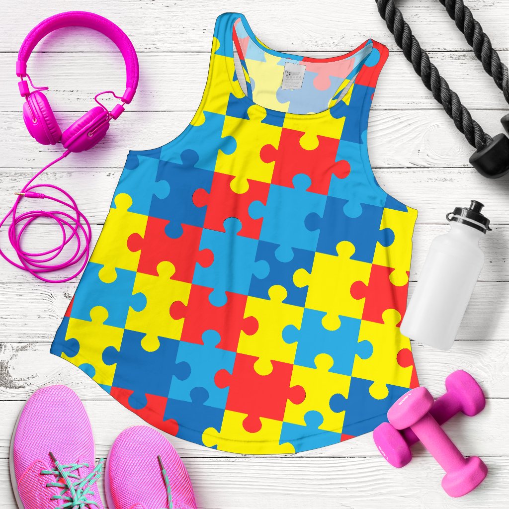 Autism Awareness Puzzles Design Print Women Racerback Tank Top