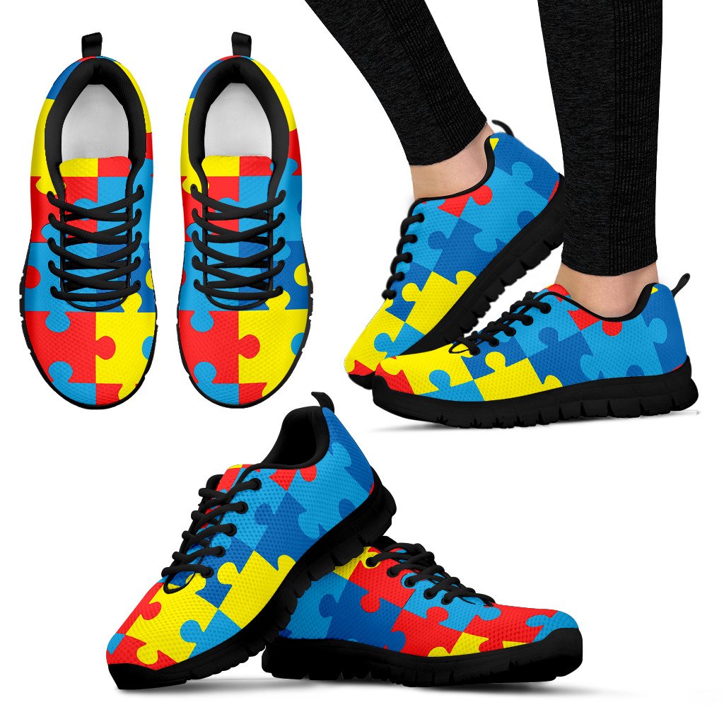 Autism Awareness Puzzles Design Print Women Sneakers Shoes