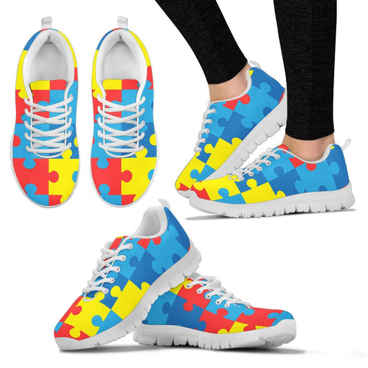 Autism Awareness Puzzles Design Print Women Sneakers Shoes