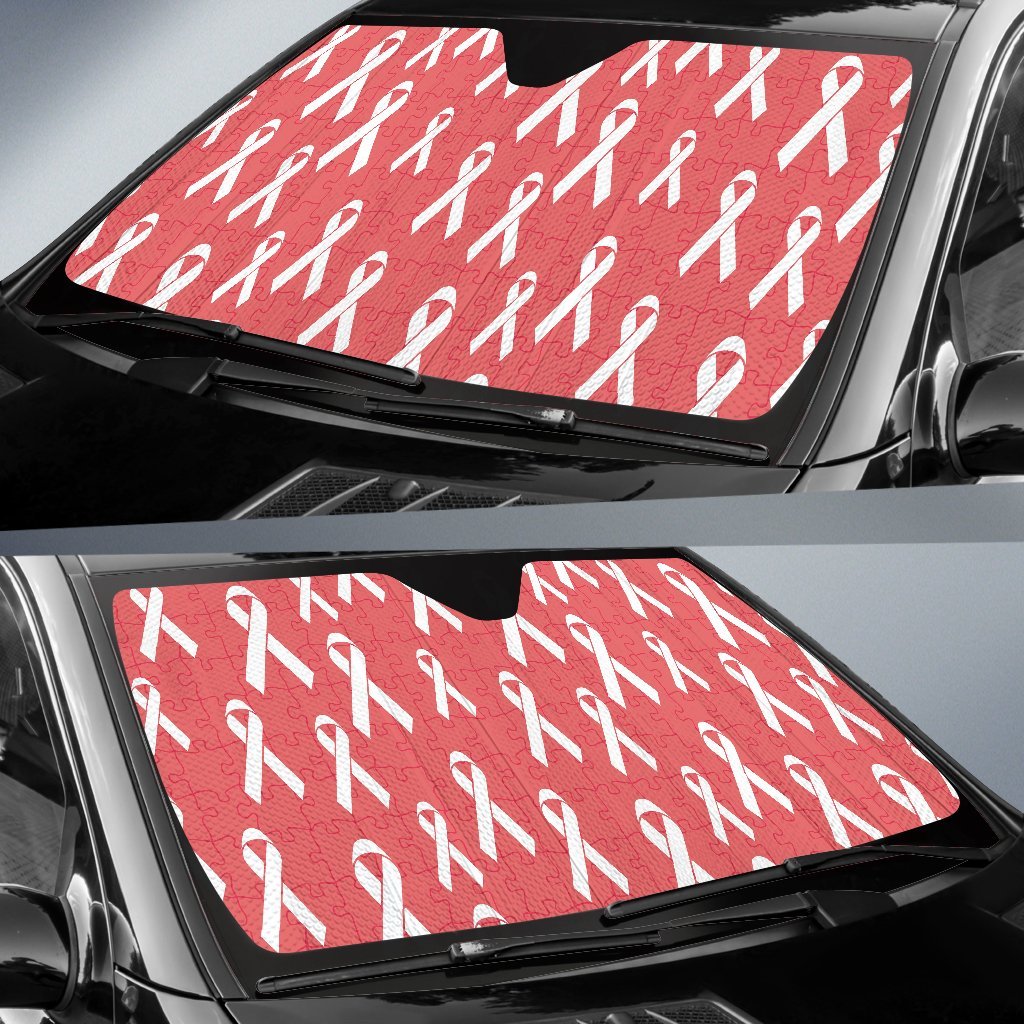 Autism Awareness Ribbon Design Print Car Sun Shade For Windshield