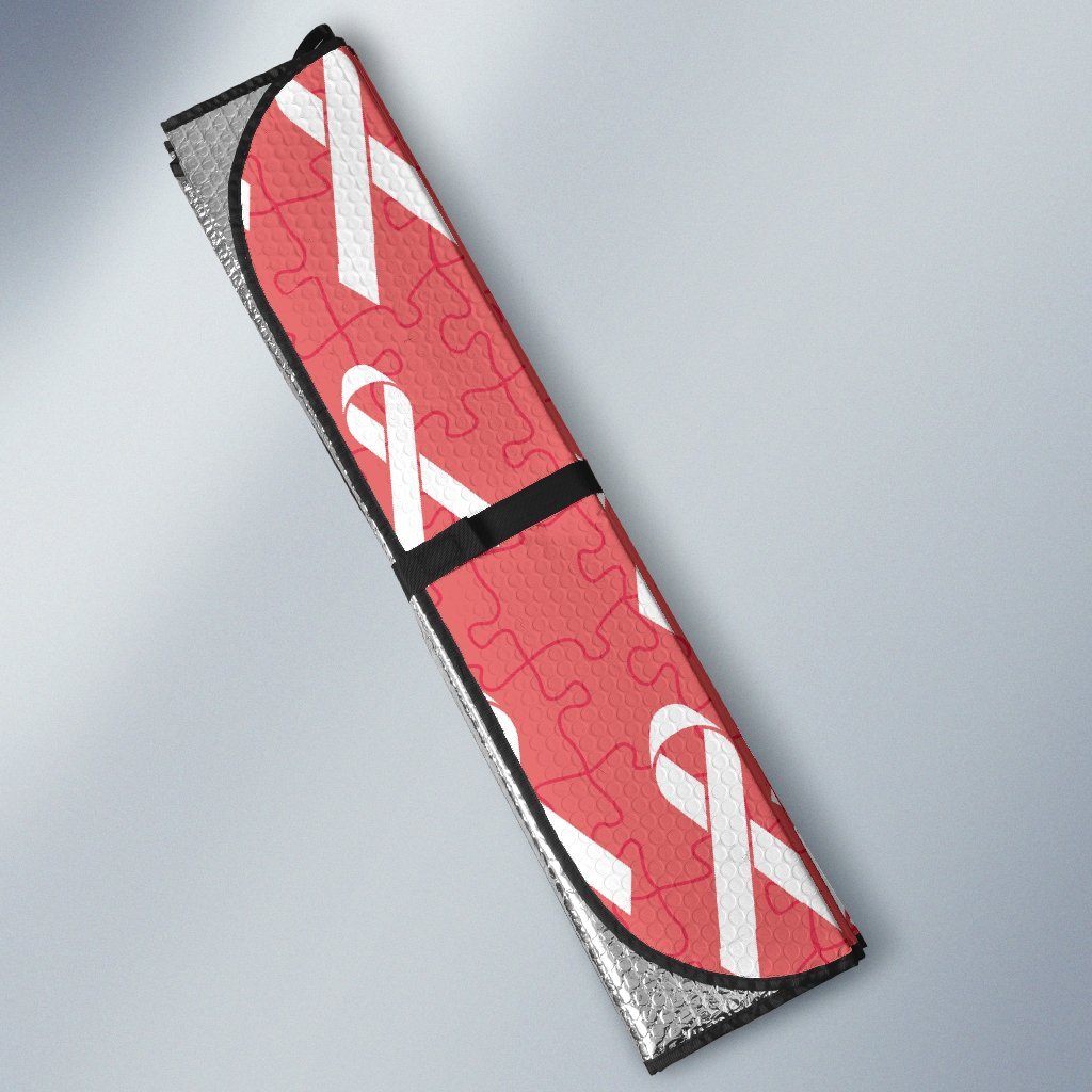 Autism Awareness Ribbon Design Print Car Sun Shade For Windshield