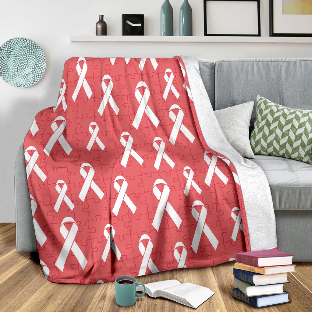 Autism Awareness Ribbon Design Print Fleece Blanket