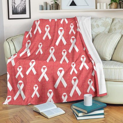 Autism Awareness Ribbon Design Print Fleece Blanket