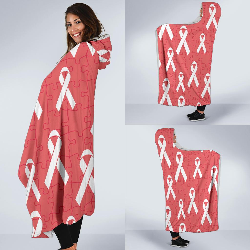 Autism Awareness Ribbon Design Print Hooded Blanket-JTAMIGO.COM