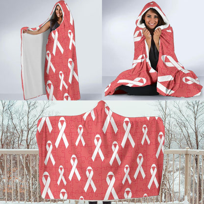 Autism Awareness Ribbon Design Print Hooded Blanket-JTAMIGO.COM