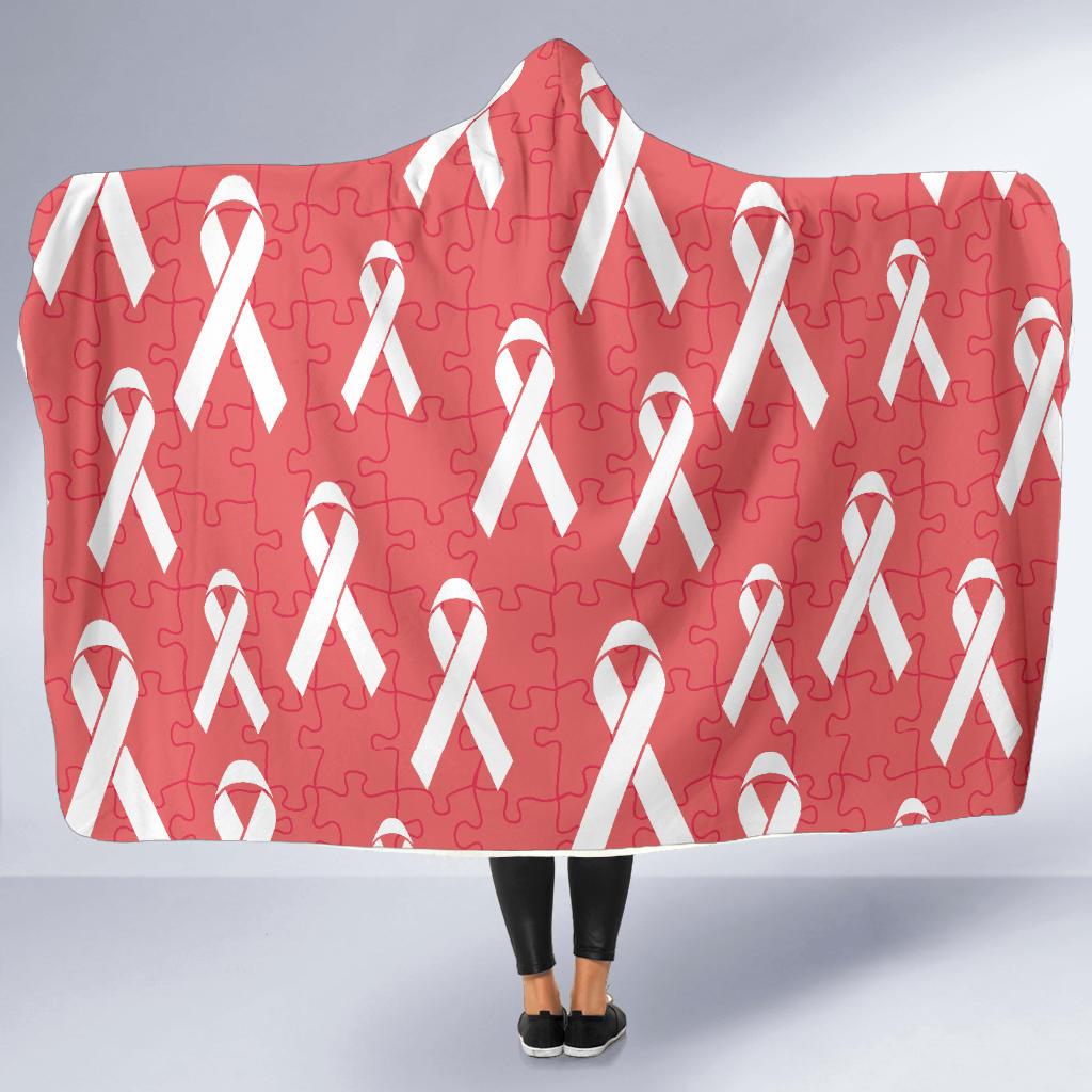 Autism Awareness Ribbon Design Print Hooded Blanket-JTAMIGO.COM