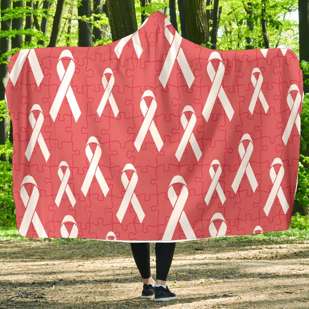 Autism Awareness Ribbon Design Print Hooded Blanket-JTAMIGO.COM