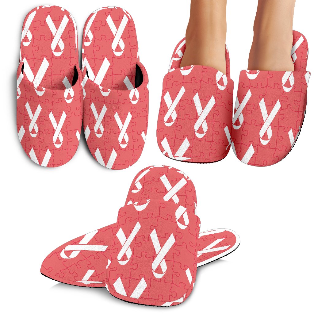 Autism Awareness Ribbon Design Print House Slippers