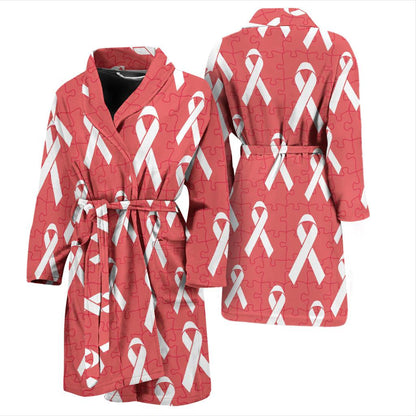 Autism Awareness Ribbon Design Print Men Bath Robe-JTAMIGO.COM