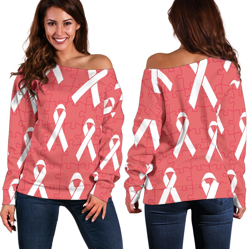 Autism Awareness Ribbon Design Print Off Shoulder Sweatshirt