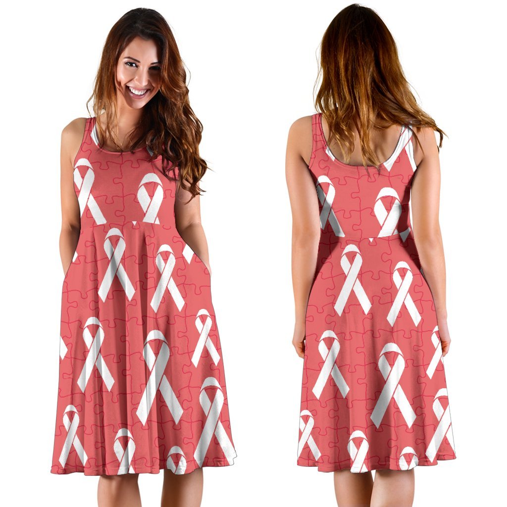 Autism Awareness Ribbon Design Print Sleeveless Dress