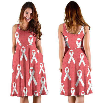 Autism Awareness Ribbon Design Print Sleeveless Dress