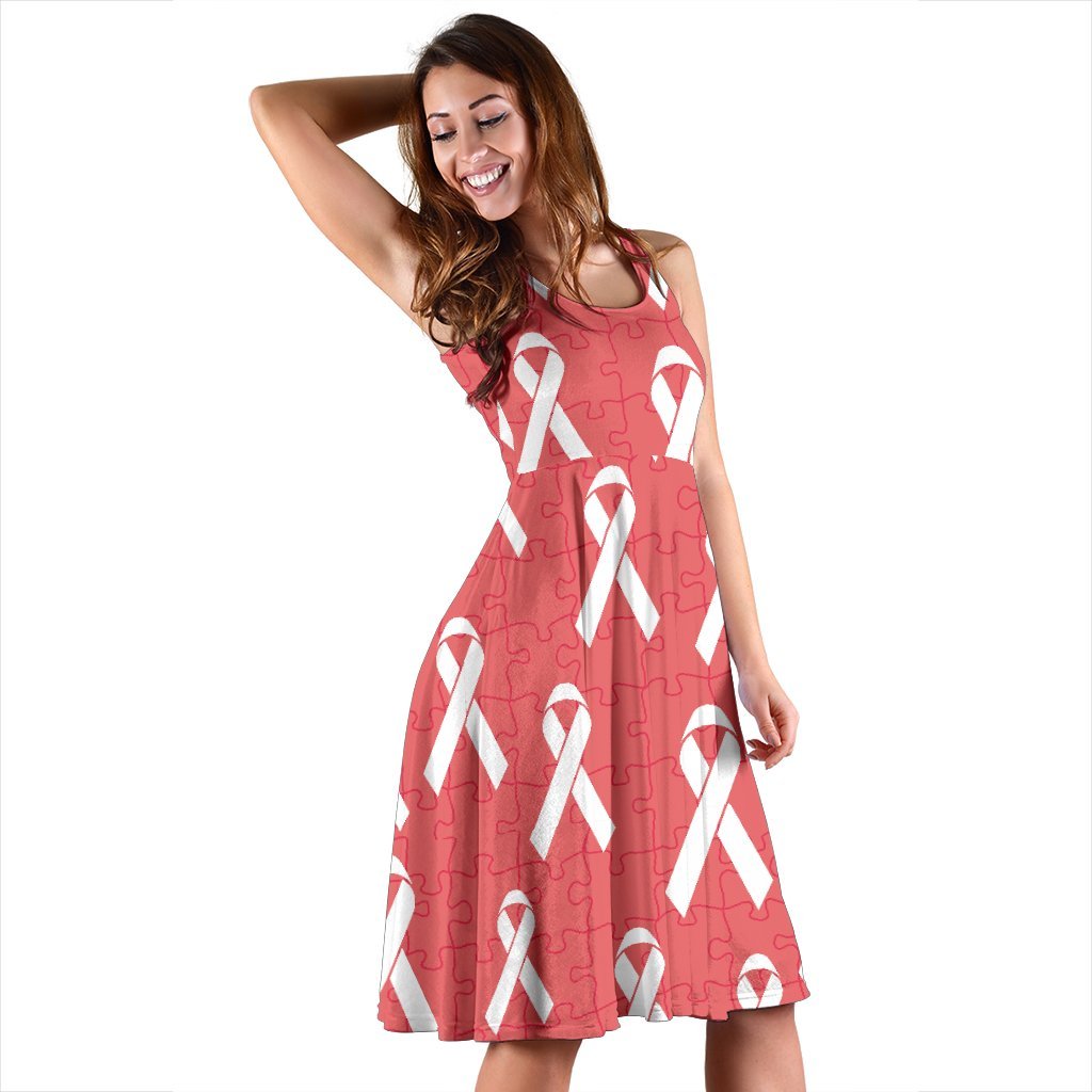 Autism Awareness Ribbon Design Print Sleeveless Dress