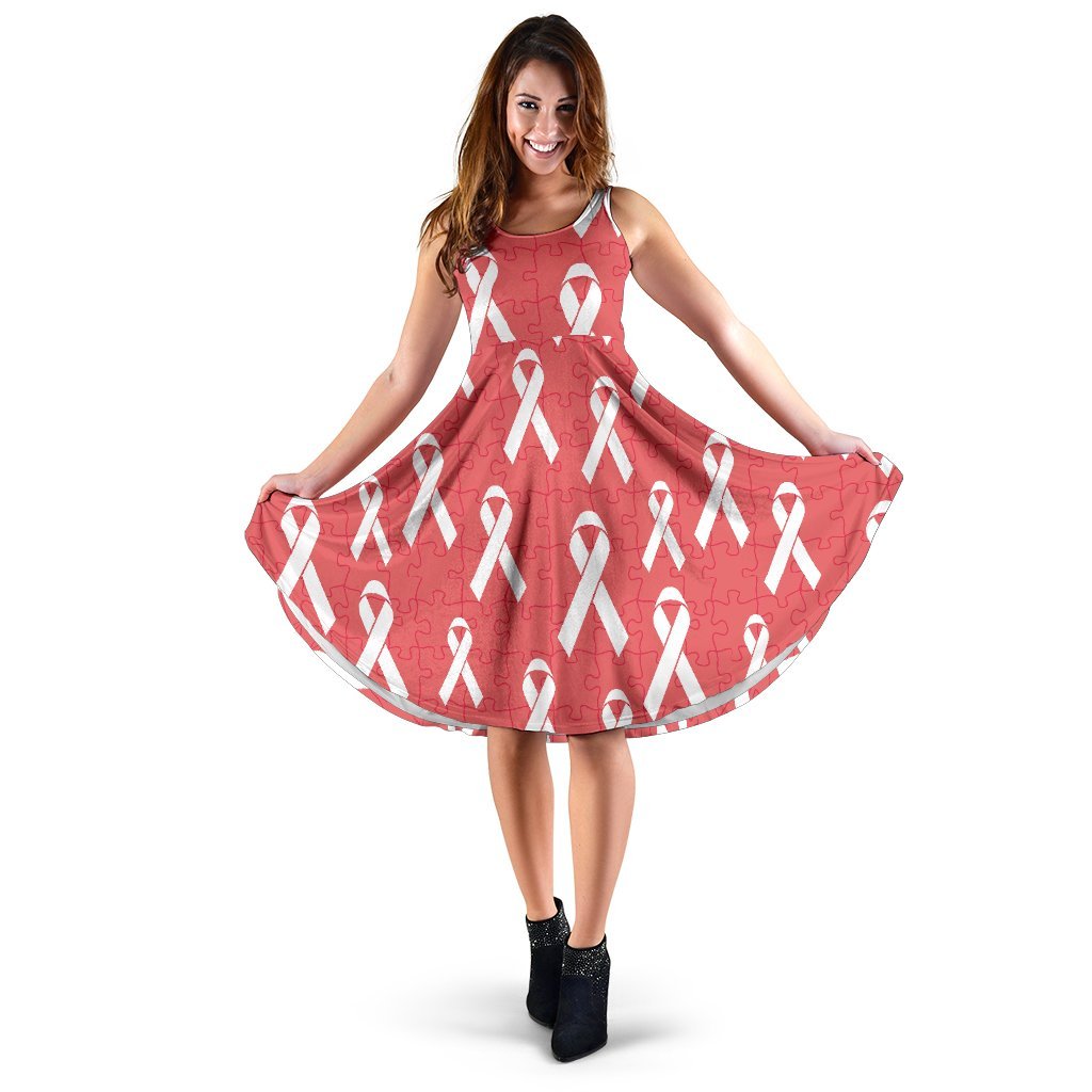 Autism Awareness Ribbon Design Print Sleeveless Dress