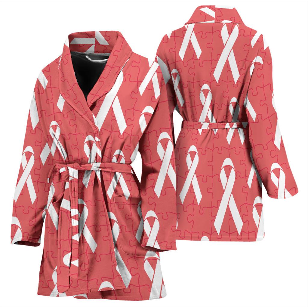 Autism Awareness Ribbon Design Print Women Bath Robe-JTAMIGO.COM