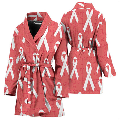 Autism Awareness Ribbon Design Print Women Bath Robe-JTAMIGO.COM