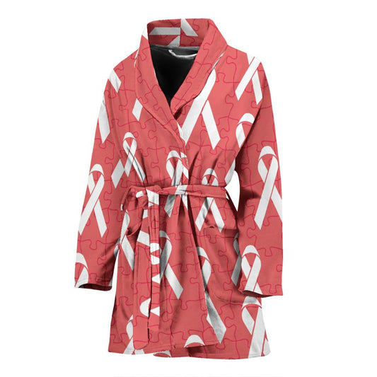 Autism Awareness Ribbon Design Print Women Bath Robe-JTAMIGO.COM