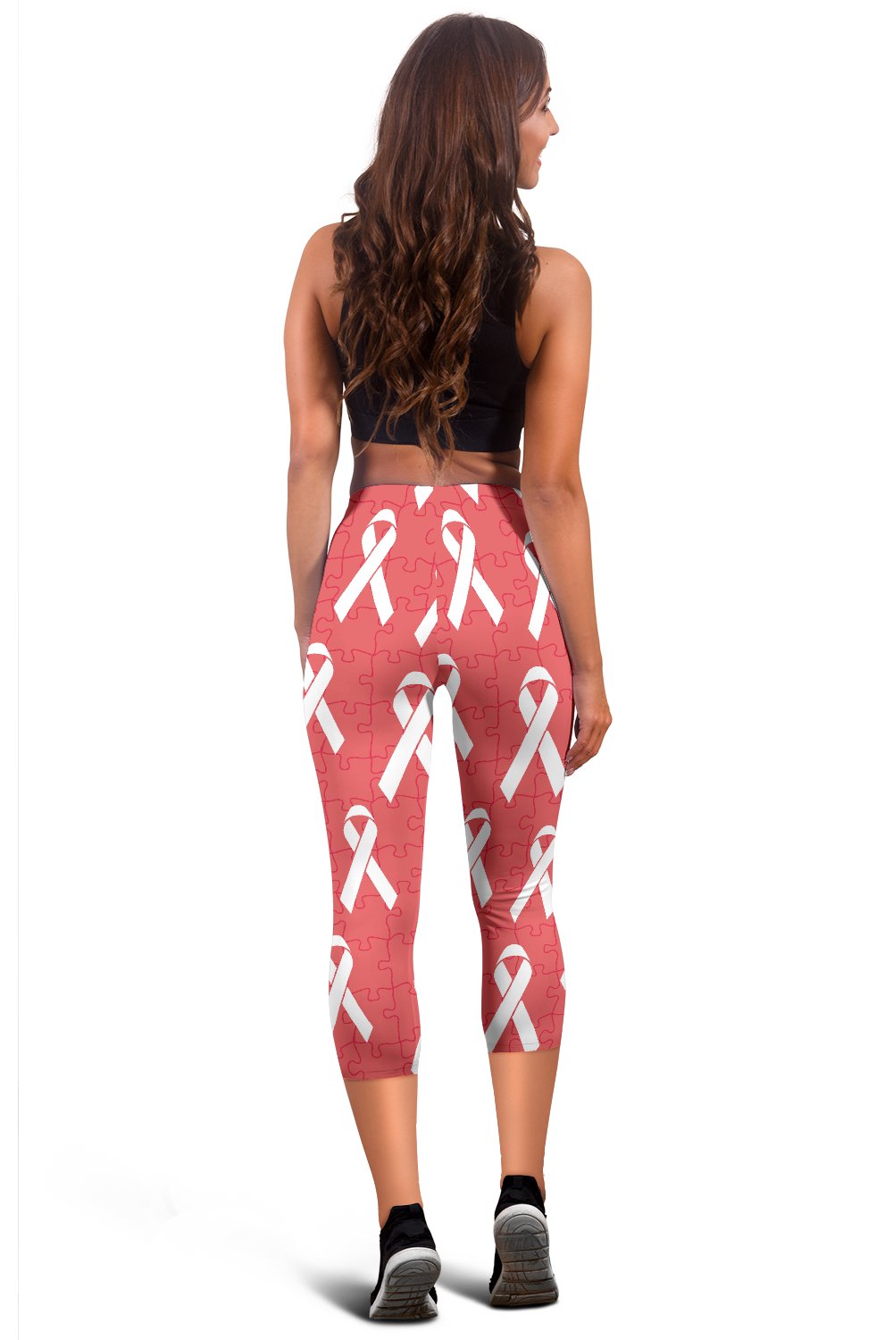 Autism Awareness Ribbon Design Print Women Capris