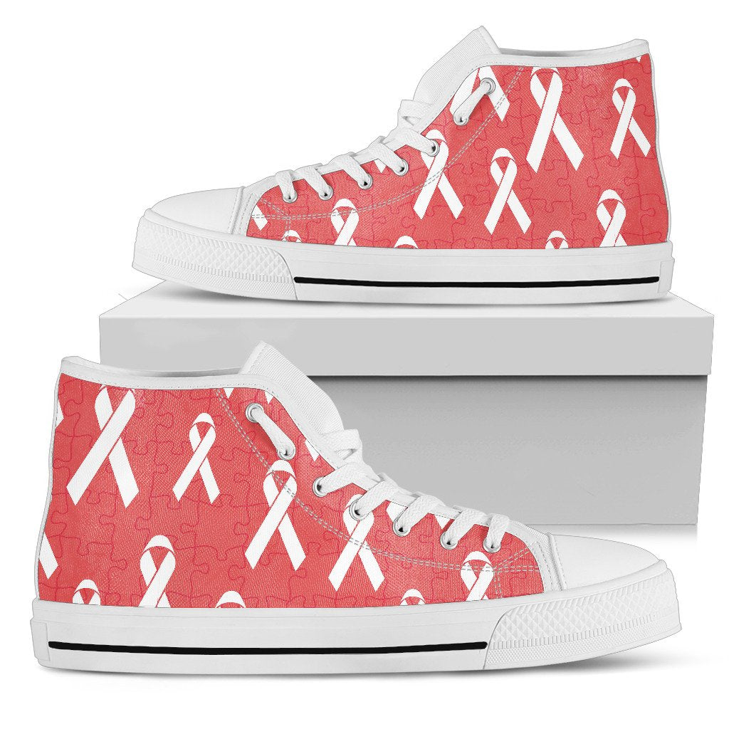 Autism Awareness Ribbon Design Print Women High Top Shoes