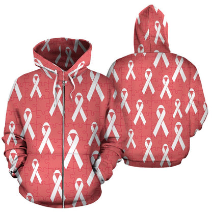Autism Awareness Ribbon Design Print Zip Up Hoodie