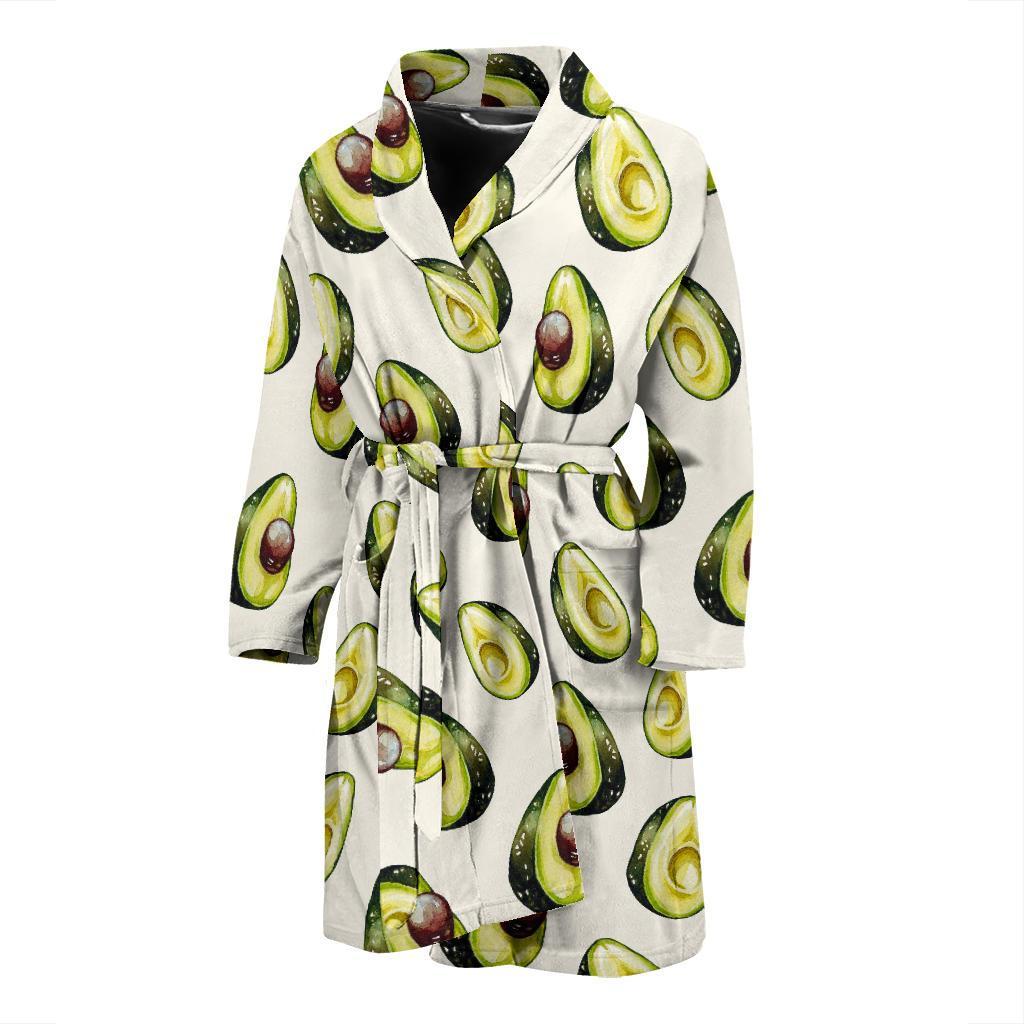 Avocado Pattern Print Design 01 Men Bathrobe-JORJUNE.COM