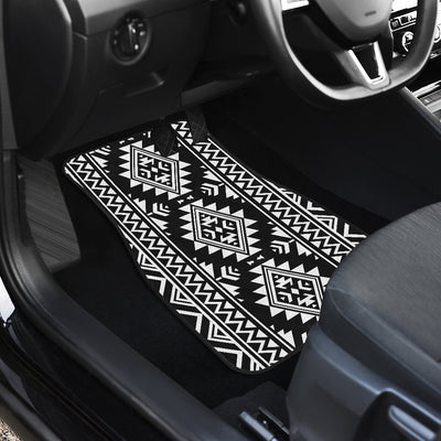 Aztec Black White Print Pattern Car Floor Mats