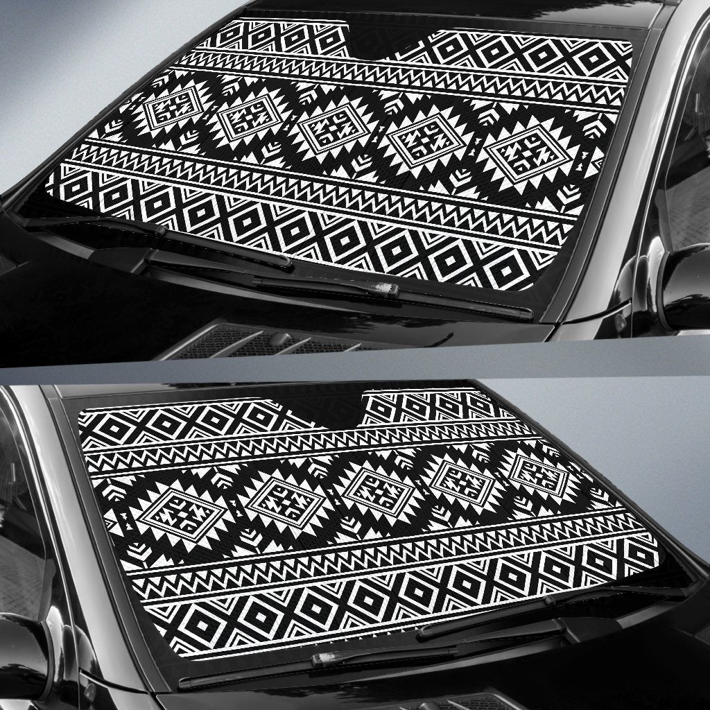 Aztec Black White Print Pattern Car Sun Shade For Windshield