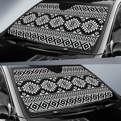 Aztec Black White Print Pattern Car Sun Shade For Windshield