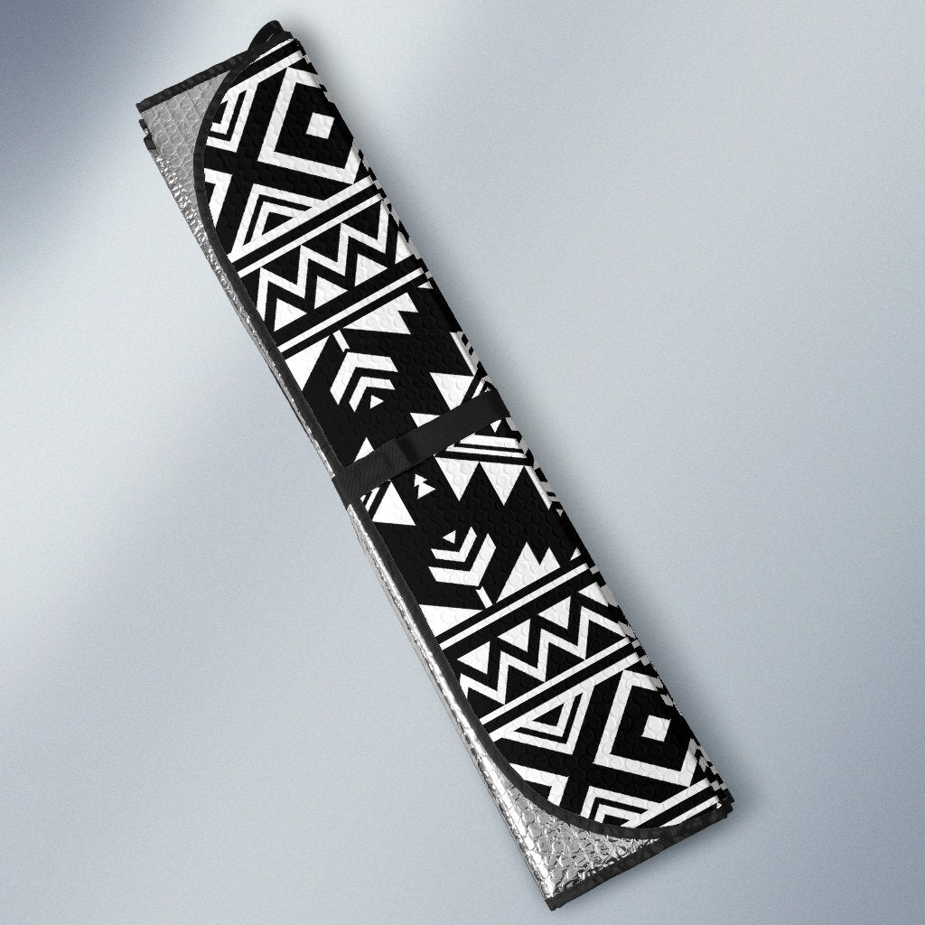 Aztec Black White Print Pattern Car Sun Shade For Windshield
