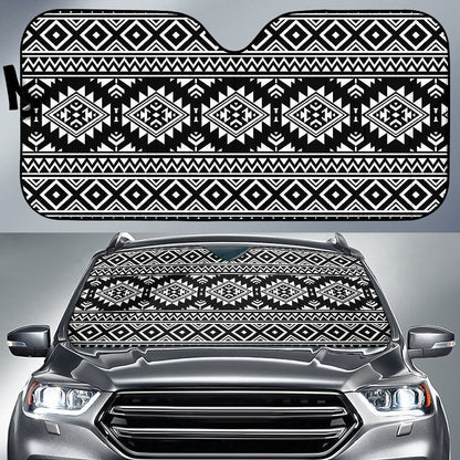 Aztec Black White Print Pattern Car Sun Shade For Windshield