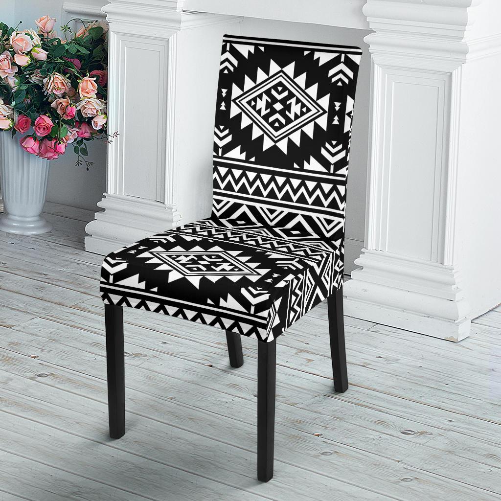 Aztec Black White Print Pattern Dinning Chair Slipper-JTAMIGO.COM