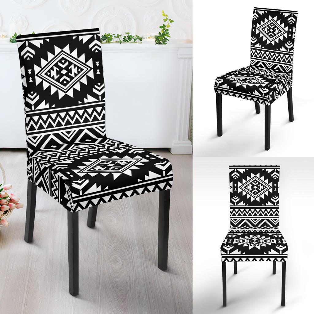 Aztec Black White Print Pattern Dinning Chair Slipper-JTAMIGO.COM