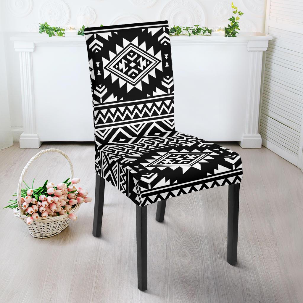 Aztec Black White Print Pattern Dinning Chair Slipper-JTAMIGO.COM