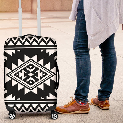 Aztec Black White Print Pattern Luggage Cover Protector